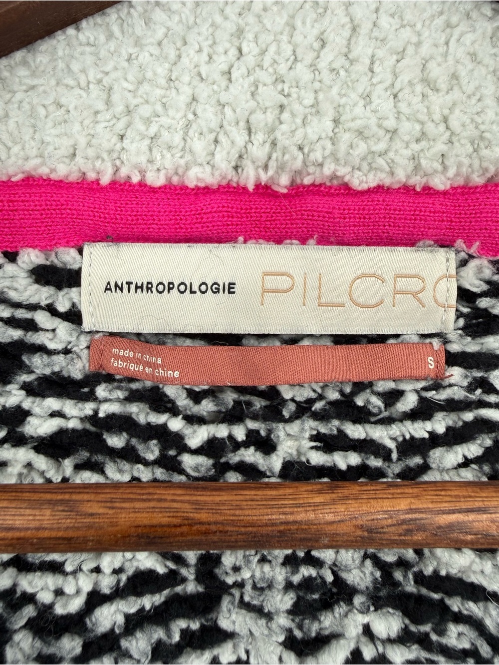 Anthropologie Pilcro Sherpa Pullover Sweater Women’s Small Black White Fair Isle - Picture 12 of 14